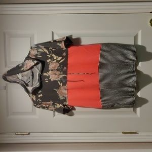 Contrast floral and stripes with hot pink hoodie by Hemish.